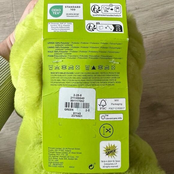 Primark The Grinch Slipper Socks Plush US Women’s Size 4-7 NEW NWT 2024 - Picture 7 of 7